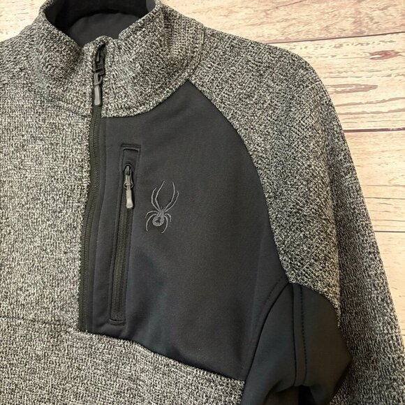 Spyder Mens Grey Quarter Zip Size Med - Picture 4 of 8